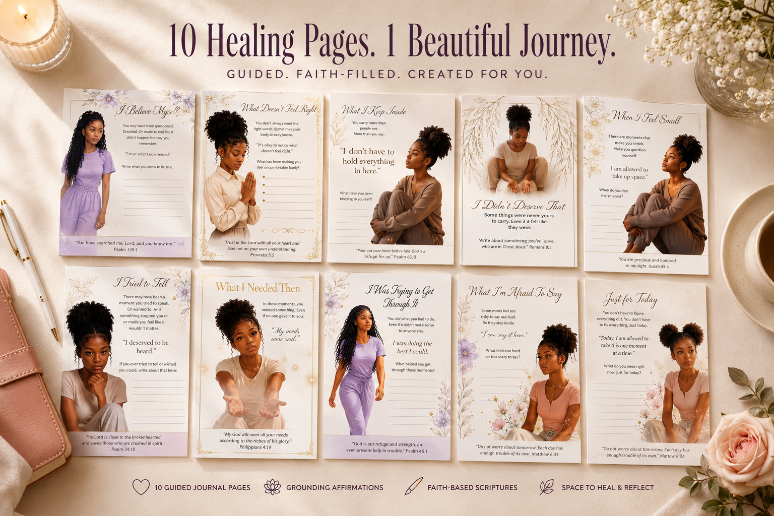 Just a Book and a Pen - Complete Healing Journal Collection for Teen Girls | 10 Printable Faith-Based Journal Pages | Digital Download Bundle
