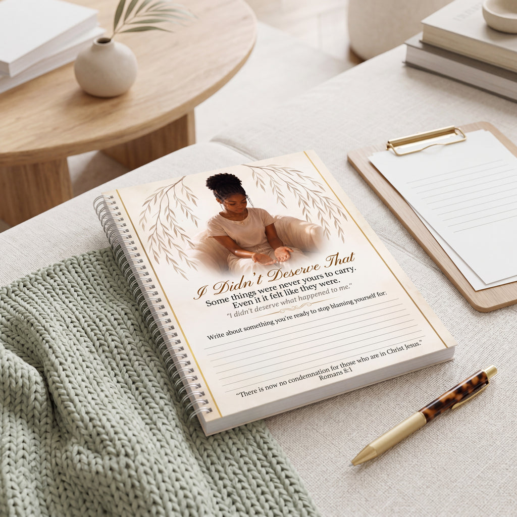 Black Young  Girl  Prayer Journal Page, Christian Mental Health Printable, Trauma Healing Worksheet, Self Forgiveness Devotional, Romans 8:1  PDF
