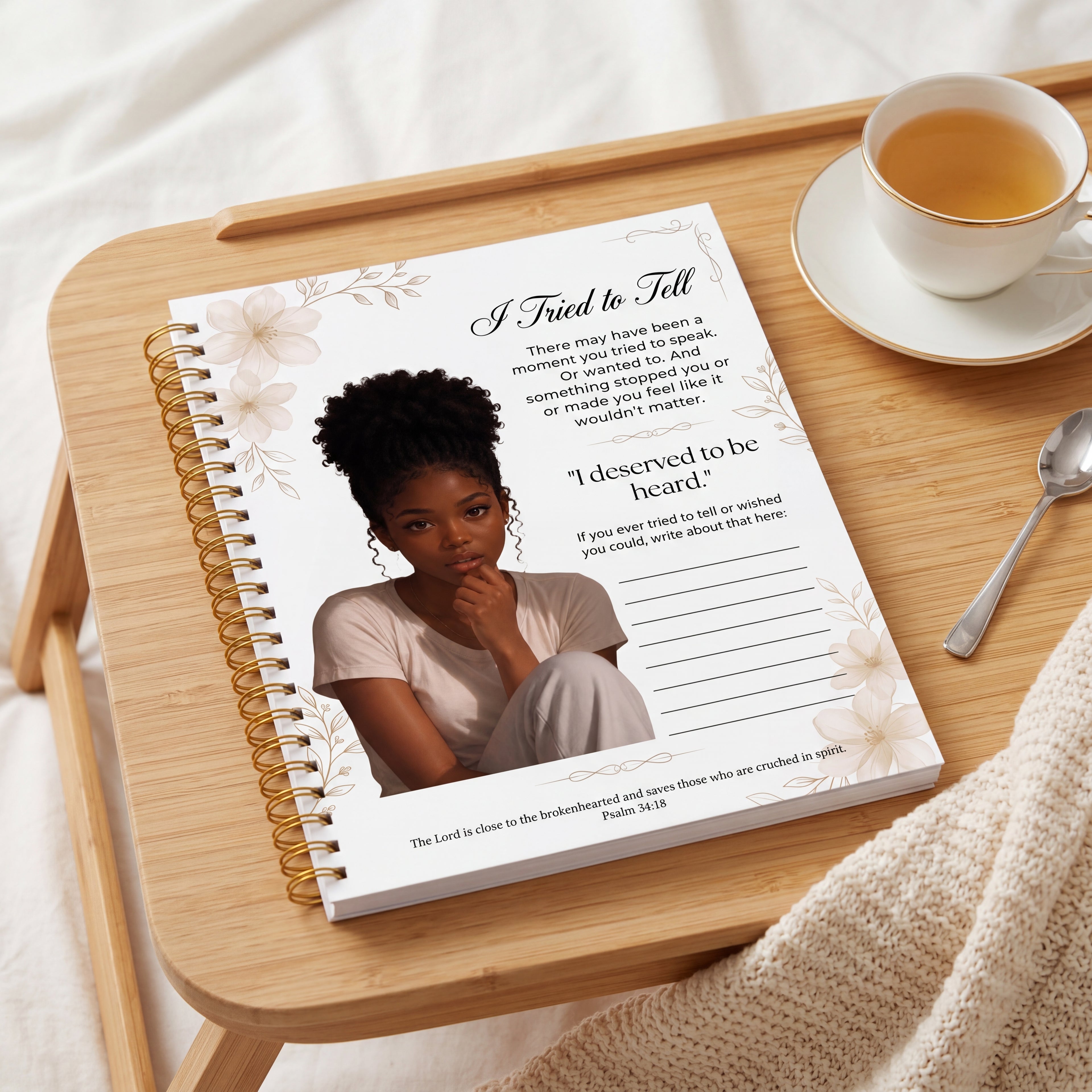 Black Young Teenager Christian Journal Printable | Trauma Healing Therapy Worksheet | Psalm 34:18 Mental Health Journal Page | Prayer Planner Insert