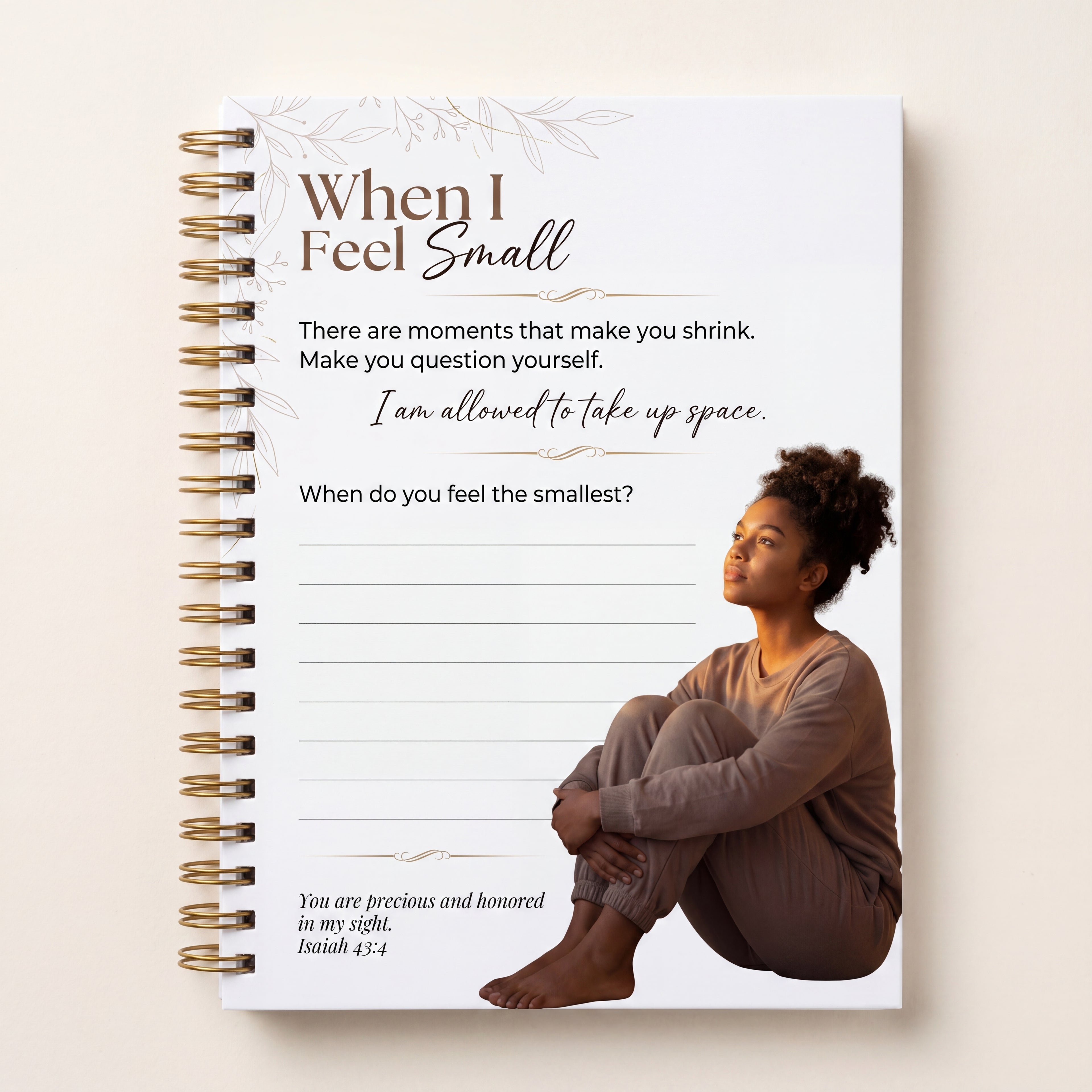 Black Young Christian Journal Page Mental Health Faith Printable Bible Verse Self Worth Worksheet Isaiah 43:4 Affirmation Self Care PDF
