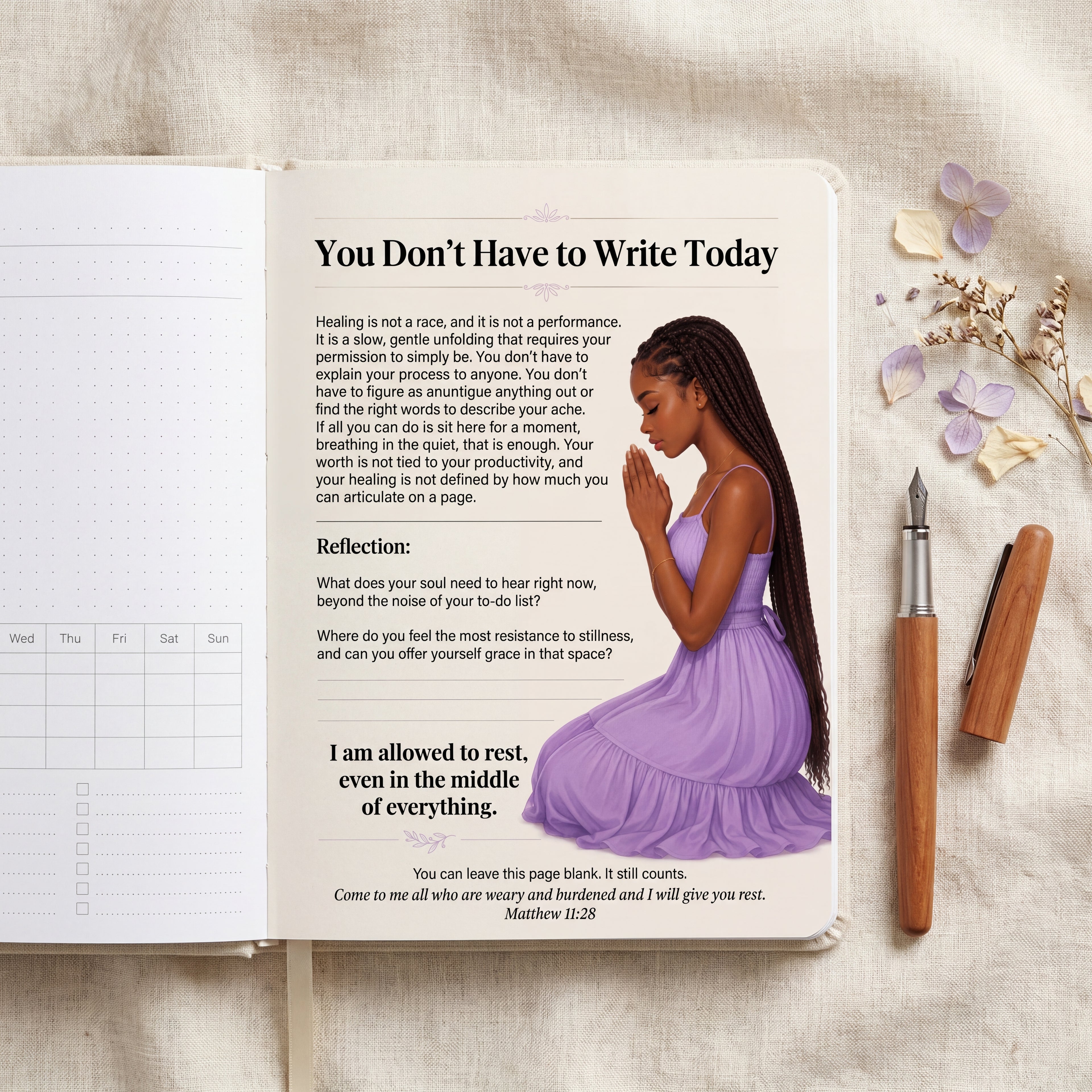 You Don't Have to Write Today  No Pressure Journal Page for Teen Girls | Printable Faith-Based Rest Page | Digital Download